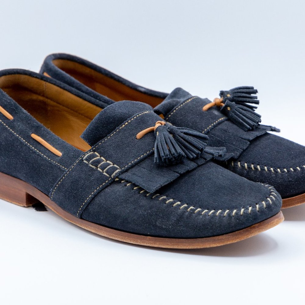 Johnston and Murphy Blue Suede Loafers